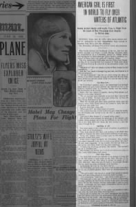 Excerpt concerning Amelia Earhart’s first flight over the Atlantic Ocean in 1928