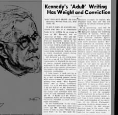 Favorable review of John F. Kennedy's 1940 book 