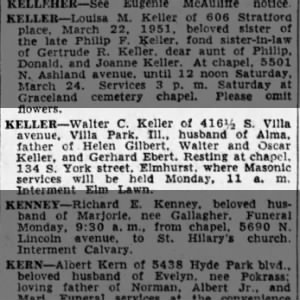 Obituary for Walter C. KELLER