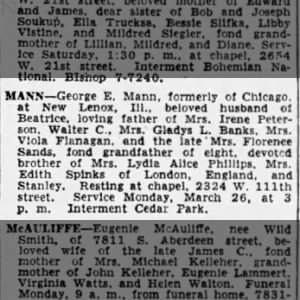 Obituary for George E. MANN