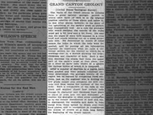 1916 article describes the Grand Canyon's walls as a great study of earth's geology