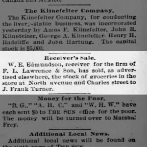 FL Lawrence stock liquidated 1896