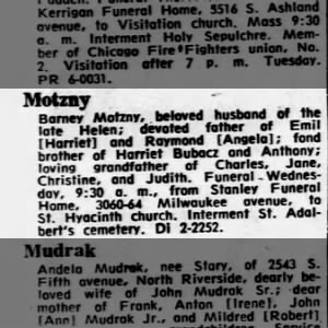 Obituary for Motzny Barney Motzny