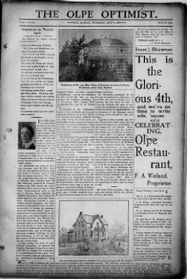 The Olpe Optimist from Olpe, Kansas on July 4, 1907 · 1