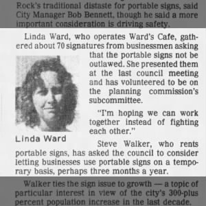 Sign loophole draws defense in Round Rock - Linda Ward - Ward's Cafe