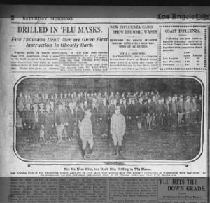 Not Ku Klux Klan, but Draft Men Drilling in Flu Masks (1918)