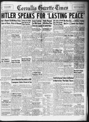 Corvallis Gazette-Times from Corvallis, Oregon on September 19, 1939 · 1