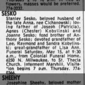 Obituary for Stanley SESK