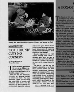 Sheila Benson's review of 'The Fox and the Hound' (1/2) 
 