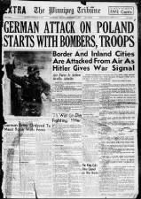 Canadian newspaper coverage of the first day of Germany's invasion of Poland in 1939