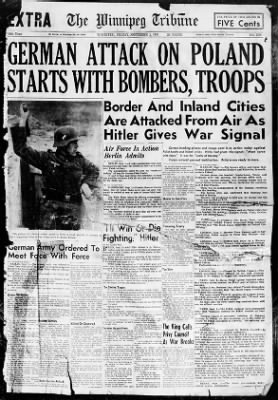 The Winnipeg Tribune from Winnipeg, Manitoba, Canada on September 1, 1939 · Page 1