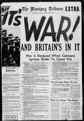 The Winnipeg Tribune from Winnipeg, Manitoba, Canada on September 3, 1939 · Page 1