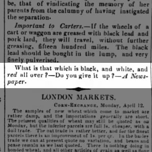 "What is black and white and red all over?" newspaper riddle (1830).