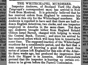Scotland Yard inspector arrives in New York to look for Jack the Ripper in America