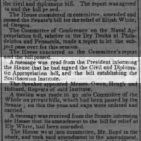 President Polk informs the House of Representatives that he has signed the Smithsonian bill