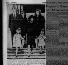Jackie Kennedy leaves JFK funeral with children Caroline and John Jr., and also Kennedy siblings