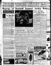 Newspaper columns and articles about Jackie Robinson's debut with the Dodgers in 1947