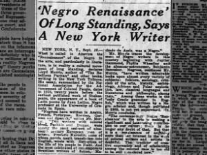 Author argues in 1929 that Harlem Renaissance is 
