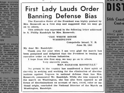 First Lady Lauds Order Banning Defense Bias