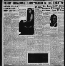 Printed radio address about history of Black Americans in theater up through Harlem Renaissance