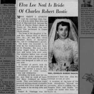 Marriage: Charles Robert Bostic and Elva Lee Neal