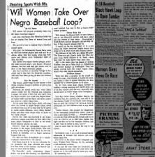 Bill Burke writes about women players in the Negro American League, 1954