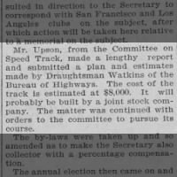 Mr. Upson, from the Committee on Speed Track made a report