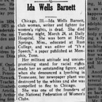 New York Age obituary for Ida Wells-Barnett, 1931
