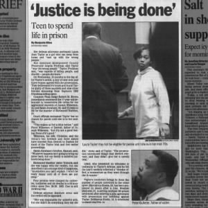 Article about justice being done with pic of Laura Taylor
