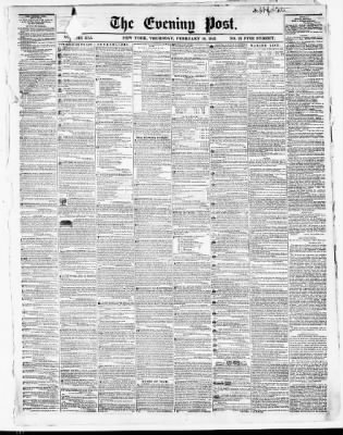 The Evening Post from New York, New York on February 16, 1843 · Page 1