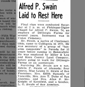 Alfred P. Swain Laid to Rest Here