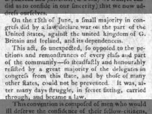 Congress declares war, June 18, 1812