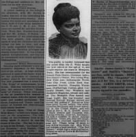 Newspaper picture of Ida B. Wells, accompanied by a list of her achievements, 1895