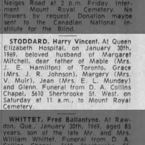Obituary for Harry Vincent STODDARD