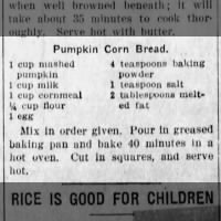 Pumpkin Corn Bread (1922)