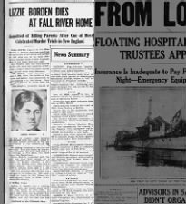 Lizzie Borden dies at her home in Fall River, Massachusetts