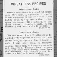 Wheatless Cake & Wheatless Chocolate Cake (1918)