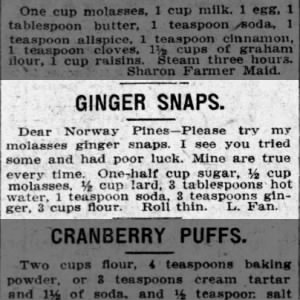 Recipe: Ginger Snaps (1908)