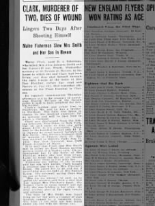 Murder of Addie Green Johnson Smith and son Frank. Boston Globe, 11 Jan 1919.