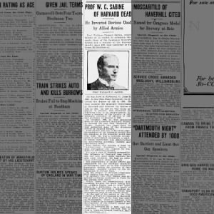 Prof W. C. Sabine of Harvard Dead; 11 Jan 1919; The Boston Globe; 2