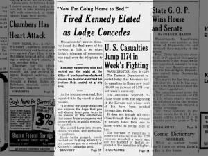 John F. Kennedy wins 1952 U.S. Senate election in Massachusetts against Henry Cabot Lodge Jr.