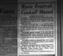 Music Festival, Cookoff Slated - Texas Armadillo Band