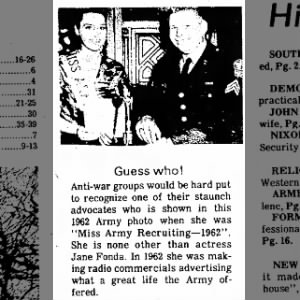 Jane Fonda 'Miss Army Recruiting' 1962
