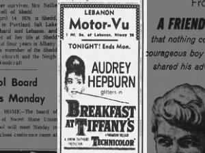Advertisement for Audrey Hepburn’s “Breakfast at Tiffany’s”