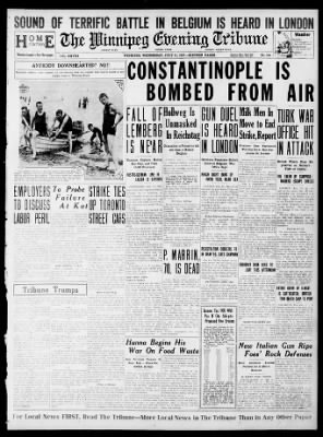 the winnipeg evening tribune 1917, june 11 constantinople is bombed from air ile ilgili gÃ¶rsel sonucu