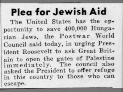 Plea for Jewish Aid