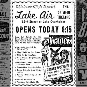 Grand Opening ad for the Lake Air Drive-In