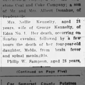 Nellie Alcorn Kennelty (Article re death)