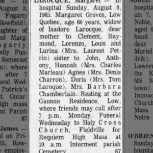 Obituary for Margaret Groves (Aged 66)