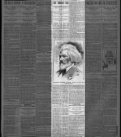Newspaper obituary (with picture) for Frederick Douglass after his death on February 20, 1895